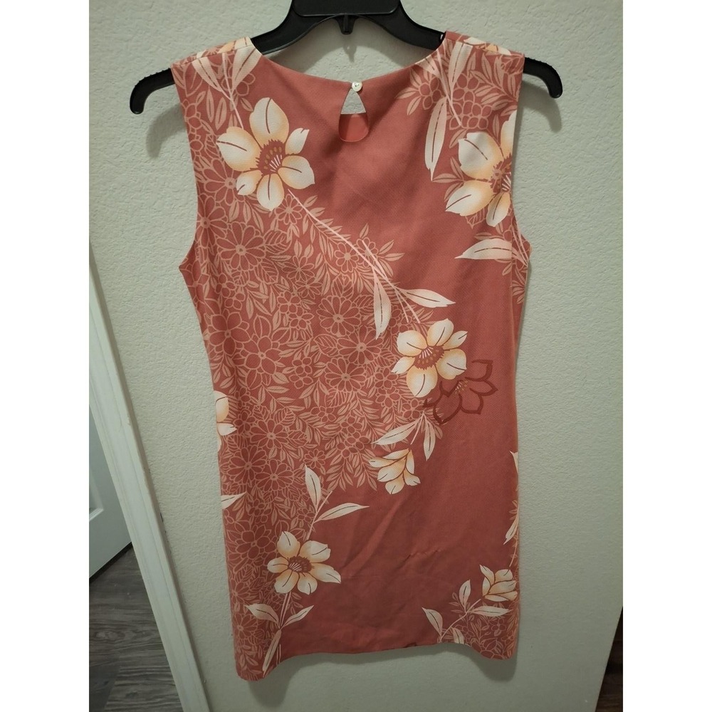 Tommy‎ Bahama Large Coral Floral Silk Sleeveless Keyhole Back Tropical Dress